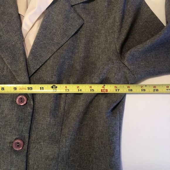 Be Smart Womens 2 Piece Skirt Suit Gray Heathered Long Sleeve Embroidered USA 11 - Picture 7 of 12